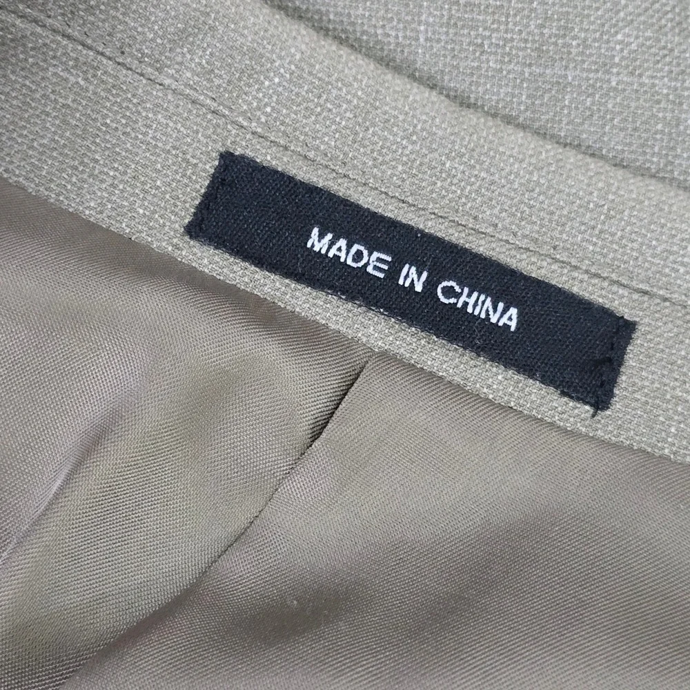 Chaps 46R Sport Coat Blazer‎ Tan Taupe Textured Weave 2 Button Flap Pockets